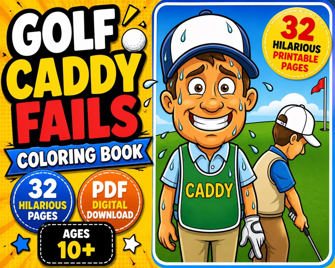 Color Book Fails Golf Caddy Fails Coloring Book, 32 Hilarious Pages (digital Download ...