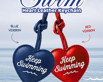 Llavero de cuero con forma de corazón del club de natación / Merchandising hecho por fans del K-pop