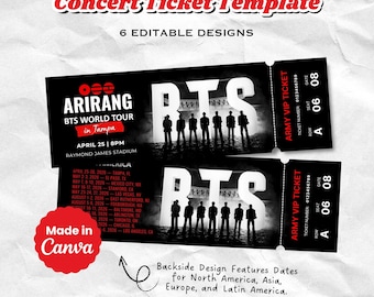 K-pop Concert Ticket | Editable Canva Printable | 9 Designs (Digital Download)