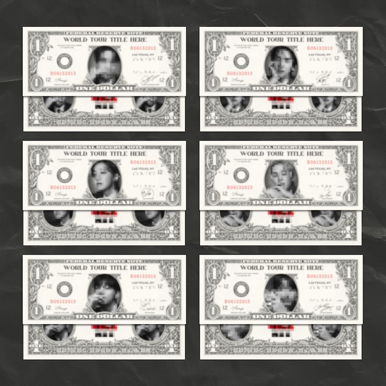 ARllRANG Dollarbiljet Sjabloon | 15 Bewerkbare Ontwerpen | K-pop Concert Gratis Downloads (Digitale Download) afbeelding 4