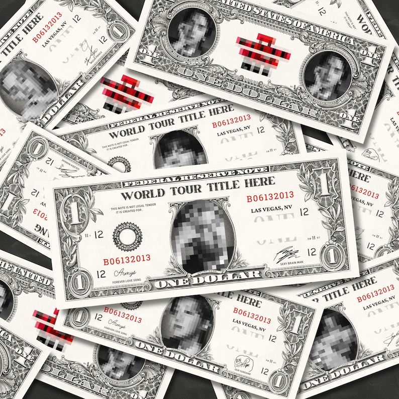 ARllRANG Dollarbiljet Sjabloon | 15 Bewerkbare Ontwerpen | K-pop Concert Gratis Downloads (Digitale Download) afbeelding 2