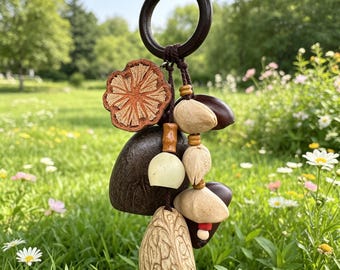 Handmade Seed Pod Rattle Keychain - Boho Bag Charm, Calming Sound Accessory, Eco-Friendly Gift