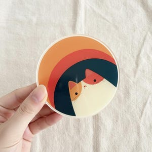 Retro katt akrylunderlägg, mitten av århundradet landskapsunderlägg, minimalistisk, värmebeständig muggunderlägg Design 2