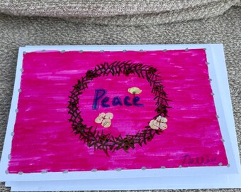 Biglietto d'auguri per la stagione della pace – Biglietto con fiori pressati / Biglietto di auguri motivazionale / Biglietto botanico ricordo