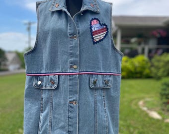 Patriotic Upcycled Denim Vest