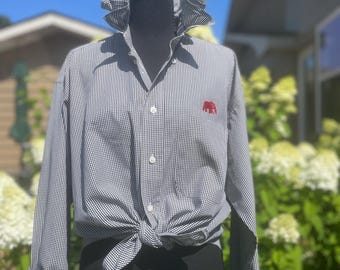 Alabama Roll Tide Upcycled  Ruffle Collar Shirt