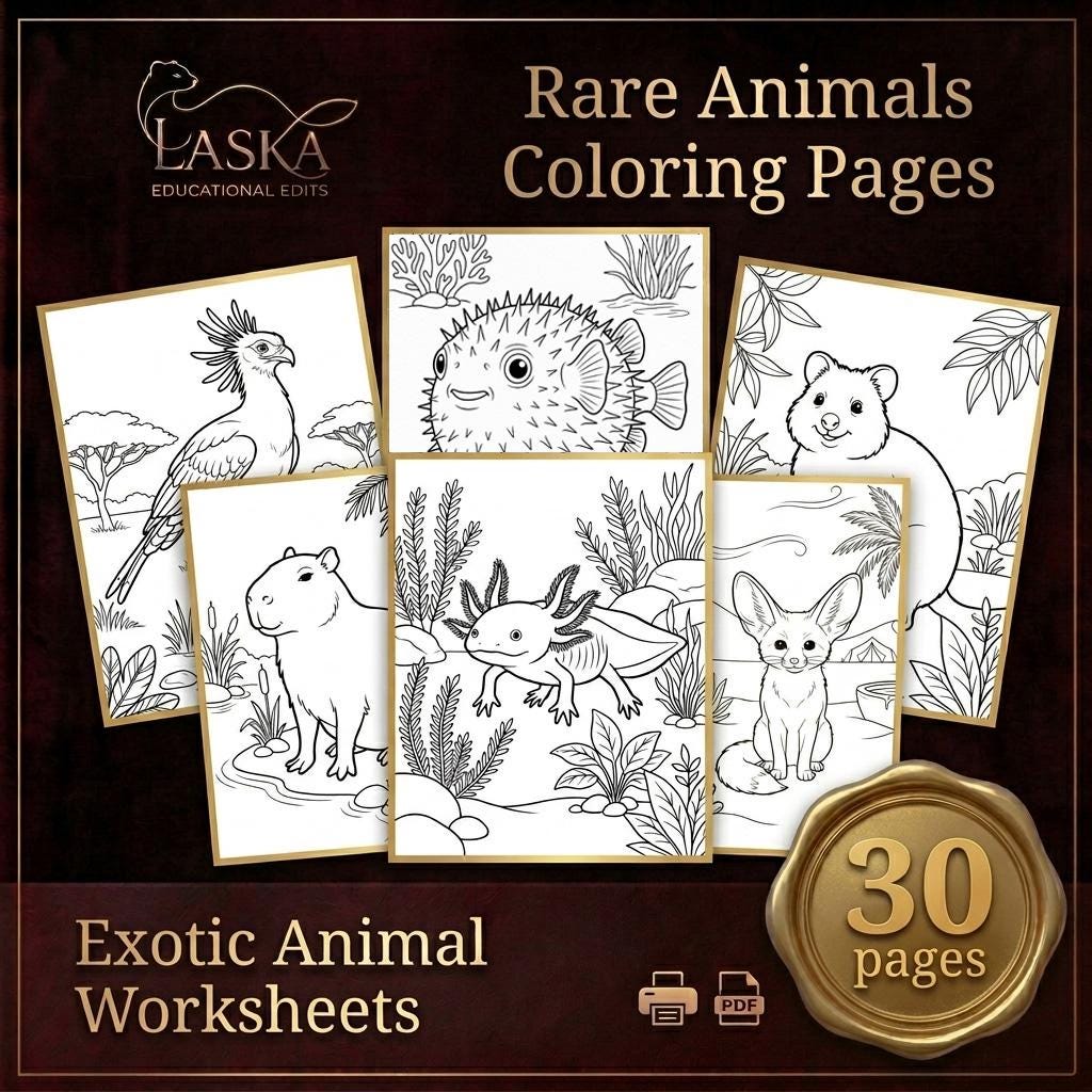 The Exotic Rissole Worksheets.pdf Rare Animals Unique Creatures Coloring Pages, Preschool Exotic Animal ...