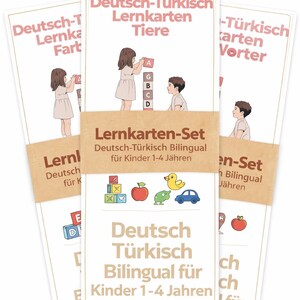 German turkish learning printable | bilingual flashcards | bilingual kids | learncard bundles | Montessori learning | preschool flashcards