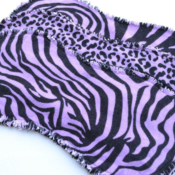 Baby girl burp cloth set of 3 : Flannel / Contoured / Baby burp cloths / Burpcloths / burprags / Safari / Zebra / Cheetah / Animal prints
