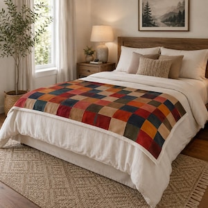 Geometrische Boho Minky Decke, Farbblock-Überwurf, modernes Wohndekor, weiche Polyester-Decke