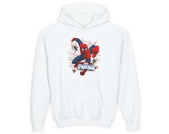 Spider-Man crouching web design Hoodie | Youth Marvel superhero sweatshirt