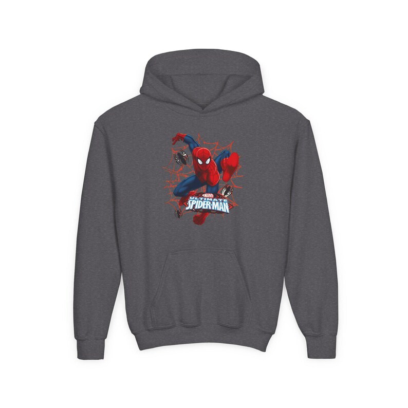 Spider-Man crouching web design Hoodie | Youth Marvel superhero sweatshirt image 6