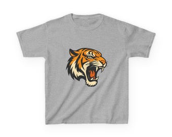 Roaring Tiger Head Kids Tee | Orange Mascot Animal Shirt