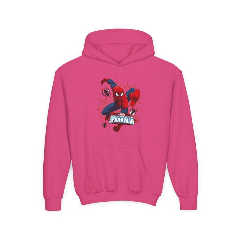 Spider-Man crouching web design Hoodie | Youth Marvel superhero sweatshirt image 9