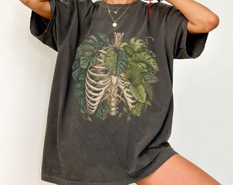 Plant Lover Shirt Comfort Colors Tee Vintage Botanical Skeleton Shirt Goth Garden Shirt Anatomy Plant Shirt Nature Lover Gift