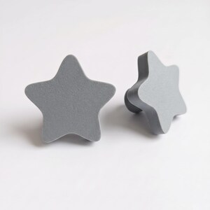 Grey Star Cabinet Knobs | Nursery Drawer Pulls, Kids Room Decor Handles (3cm M4 Screw)