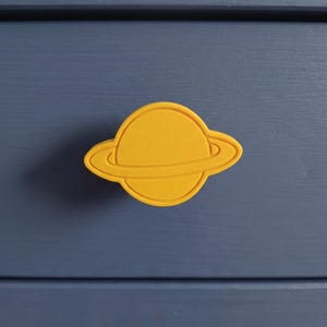 Yellow Planet Drawer Knob | Saturn Cabinet Pull for Kids & Nursery Room | Decorative Dresser Handle