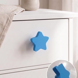 Tiradores para cajones y armarios de guardería con diseño de estrella azul, tiradores decorativos para habitaciones infantiles (tornillo M4 de 3 cm)