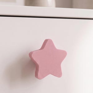 Tiradores de cajón y pomos para armarios con diseño de estrella rosa para habitación infantil (tornillo M4 de 3 cm)