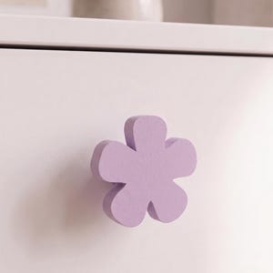 Purple Clover Cabinet Knob, Flower Drawer Pull, Kids Room Decor