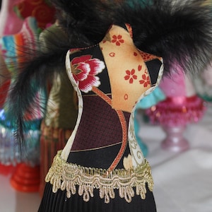 Handmade Mannequin Pin Cushion: Black & Gold Dress Form Display