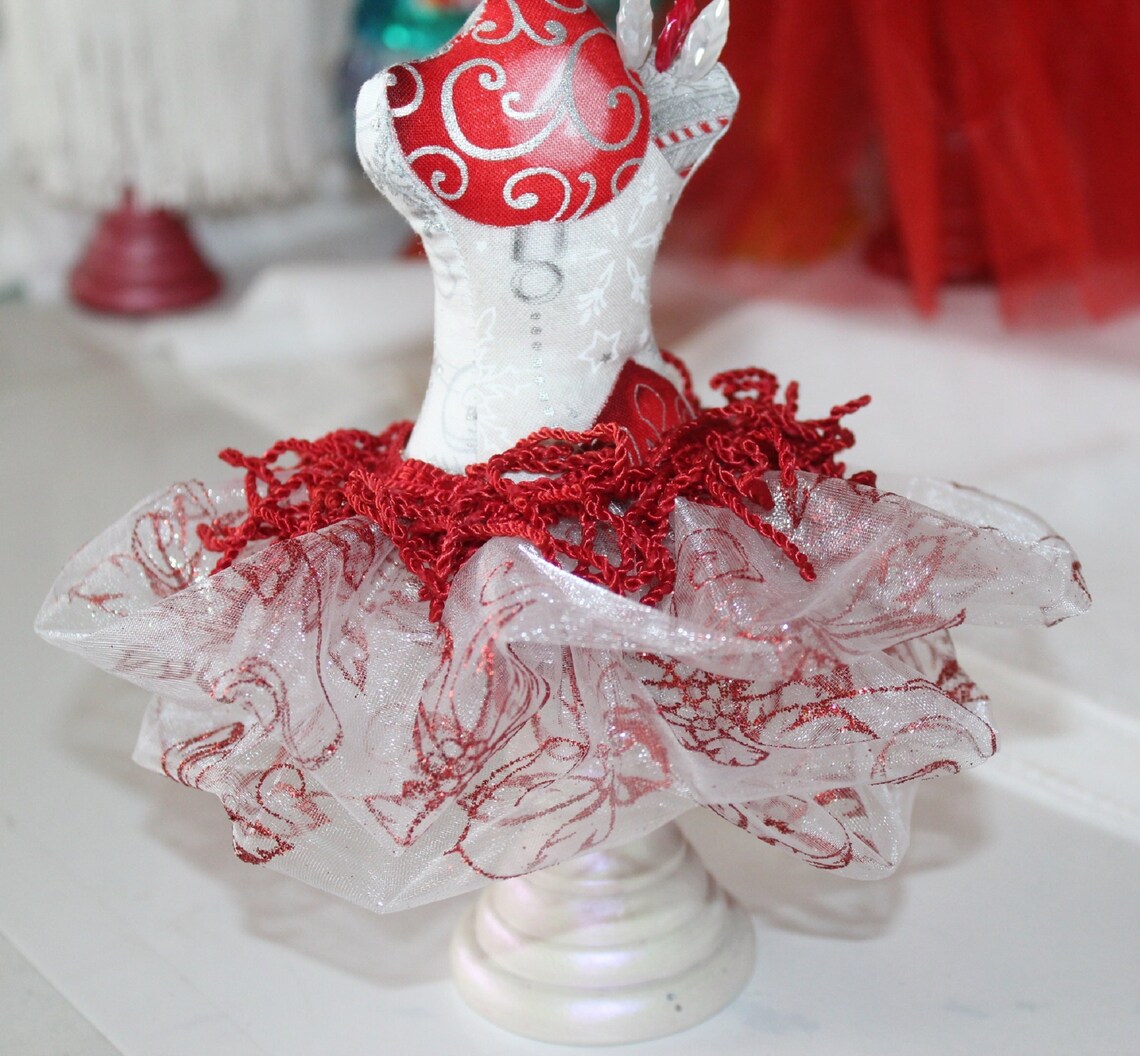 Mannequin Dress Form Pin Cushion Pincushion Holiday Red & Etsy