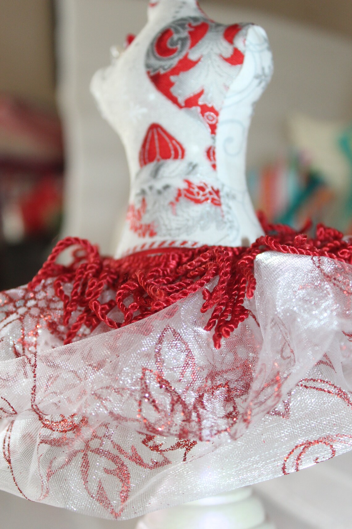 Mannequin Dress Form Pin Cushion Pincushion Holiday Red & Etsy
