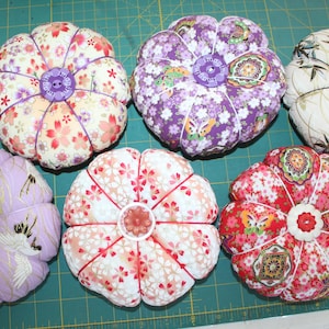 Large Single Pin cushion 6-7  inches wide 2 inches tall - variety of colors/patterns