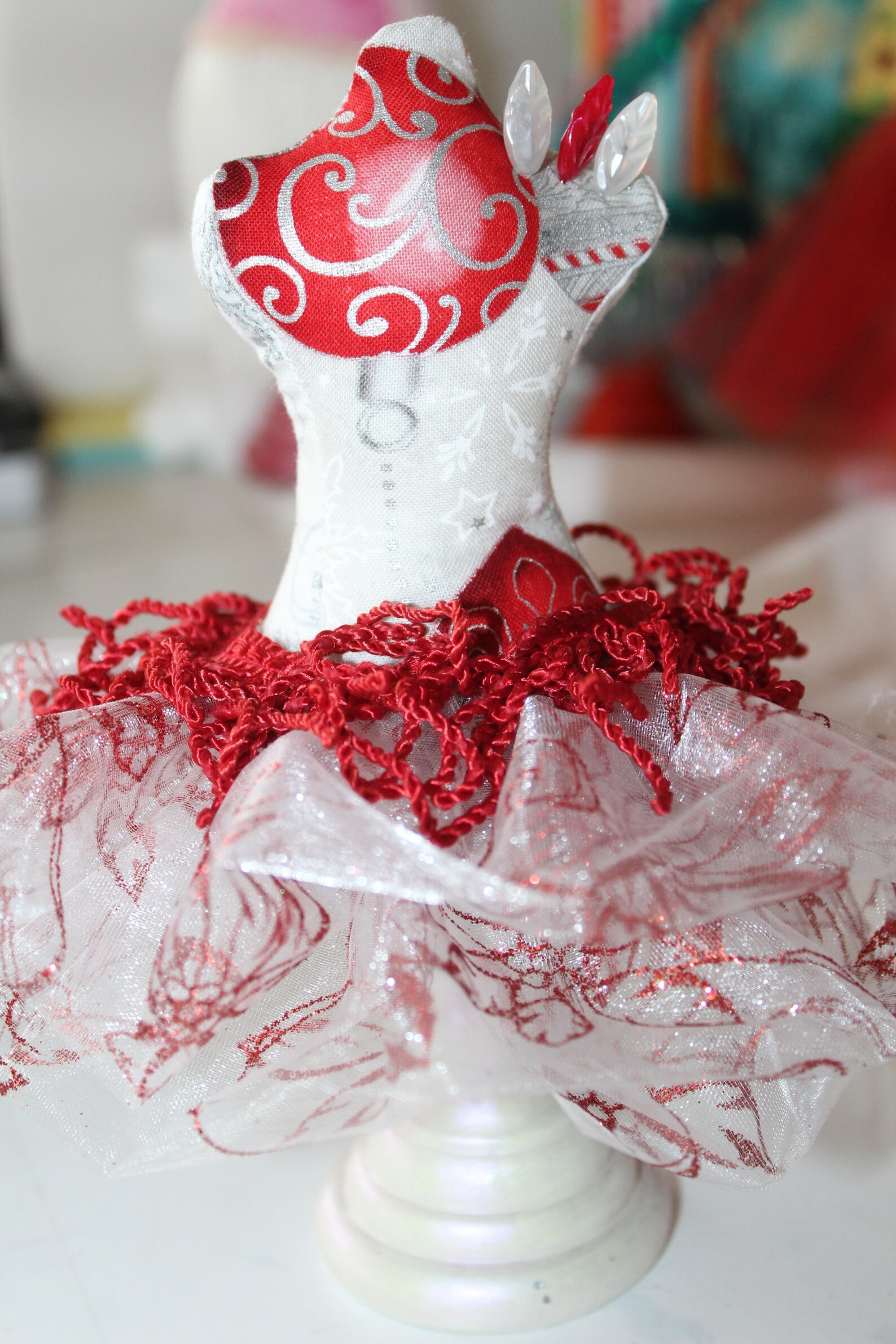 Mannequin Dress Form Pin Cushion Pincushion Holiday Red & Etsy
