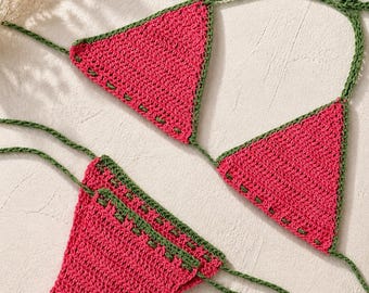 Handmade Crochet Bikini Set, 100% Cotton Boho Swimwear