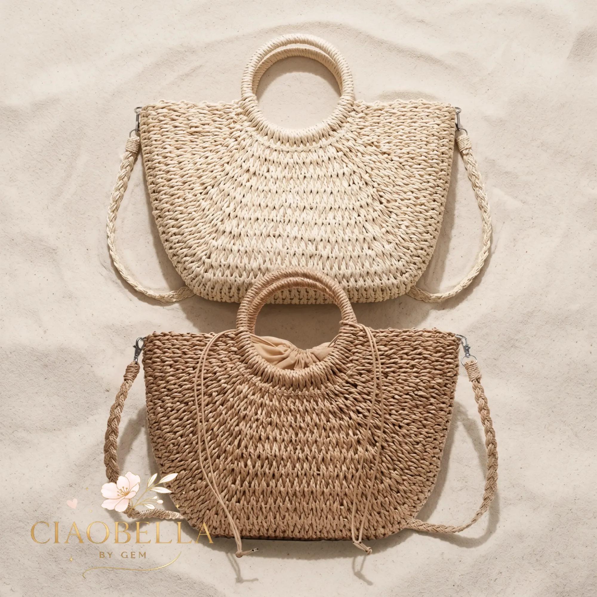 Woven Straw Tote Bag | Large Beach Bag With Crossbody Strap | Summer ...
