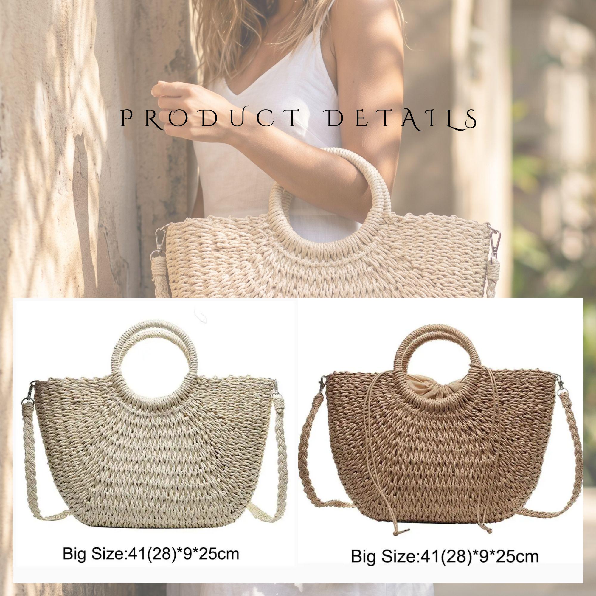 Woven Straw Tote Bag | Large Beach Bag With Crossbody Strap | Summer ...