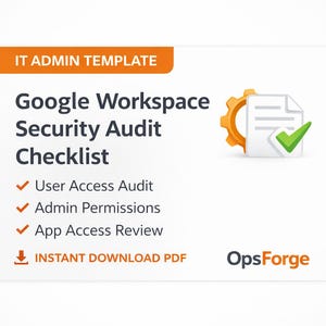 Google Workspace Security Audit Checklist | IT Admin Template | G Suite Audit | Small Business Security Checklist | Instant Download PDF