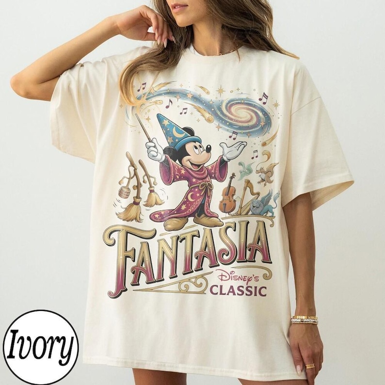 Retro Classic Fantasmic Sorcerer Mickey Comfort Colors Shirt, Disneyland Fantasia Wizard Tee, Fantasia Mickey Tee, Family Matching Trip 2026 image 1