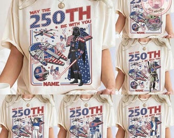 Custom Name Anniversary Independence Day Tee, Vintage Star Wars 4th of July 2026 Shirt,Galaxy's Edge Disneyland WDW Family Patriotic T-shirt