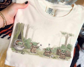 Comfort Colors Star Wars Grogu Emotions T-shirt, Funny Grogu Tee, Disneyland Family Matching Tee, Cute Baby Alien Galaxy's Edge Trip Shirt