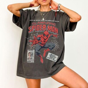Vintage The Amazing Spider Man Comfort Colors Shirt, Superhero Graphic Shirt, Vintage Spiderman Comic Gift Tee, Disneytrip Spider T-shirt image 1