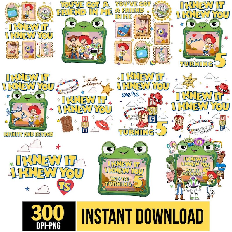 Story Friends Toys Watercolor Bundle, Toy Story 5 Characters PNG, Buzz Lightyear Woody Jessie Digital Clipart, You’ve Got a Friend in Me p image 1