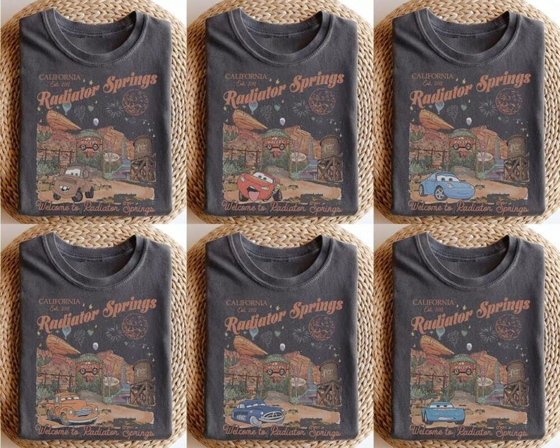 Radiator Springs Comfort Colors Shirt, Lightning McQueen Tee, Pixar Cars Family Shirt, Disneyland Shirt, Family Matching Best Gift Shirt image 1