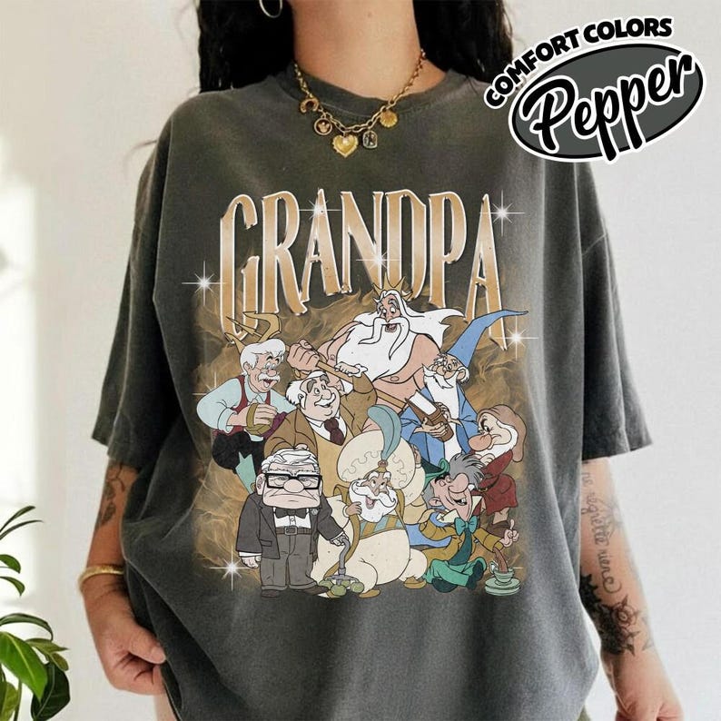 Comfort Color Disneyland Grandpa Shirt, Classic Cartoon Grandpa Tee, Father's Day Gift For Grandpa, Vintage Disneyland Grandfather T-shirt image 1