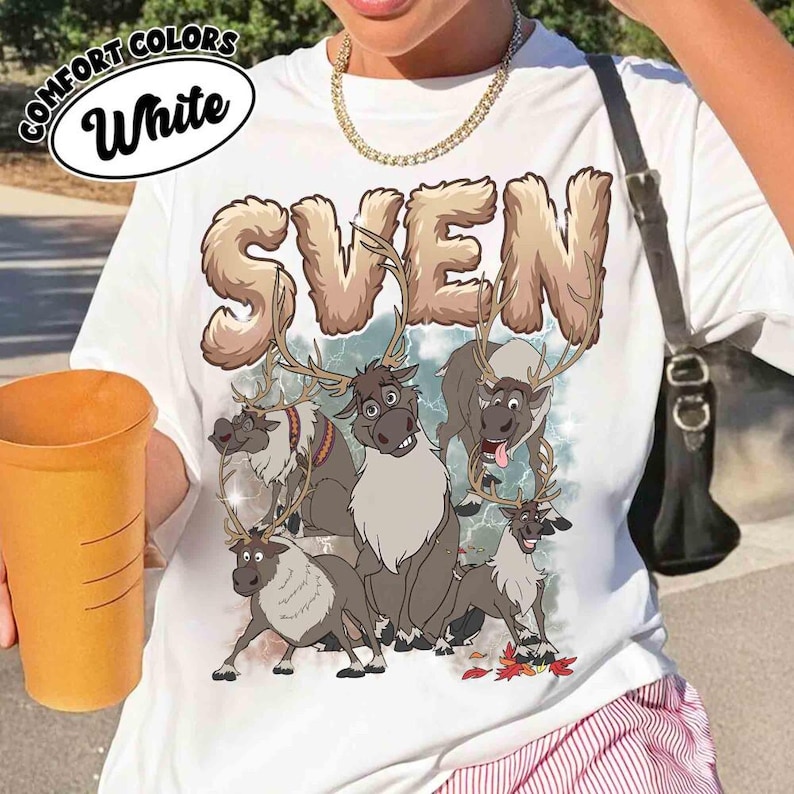 Vintage Bootleg Disneyland Sven Reindeer Shirt, Disneyland Frozen Group Matching Tee, WDW Birthday Girl Trip, Disneyland Family Vacation 画像 1