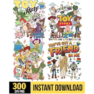 Retro Toy Story 5 Characters Bundle PNG, I Knew It I Knew You Western Cowgirl Boots Friendship Bracelet Shirt Design Graphic Download File image 1
