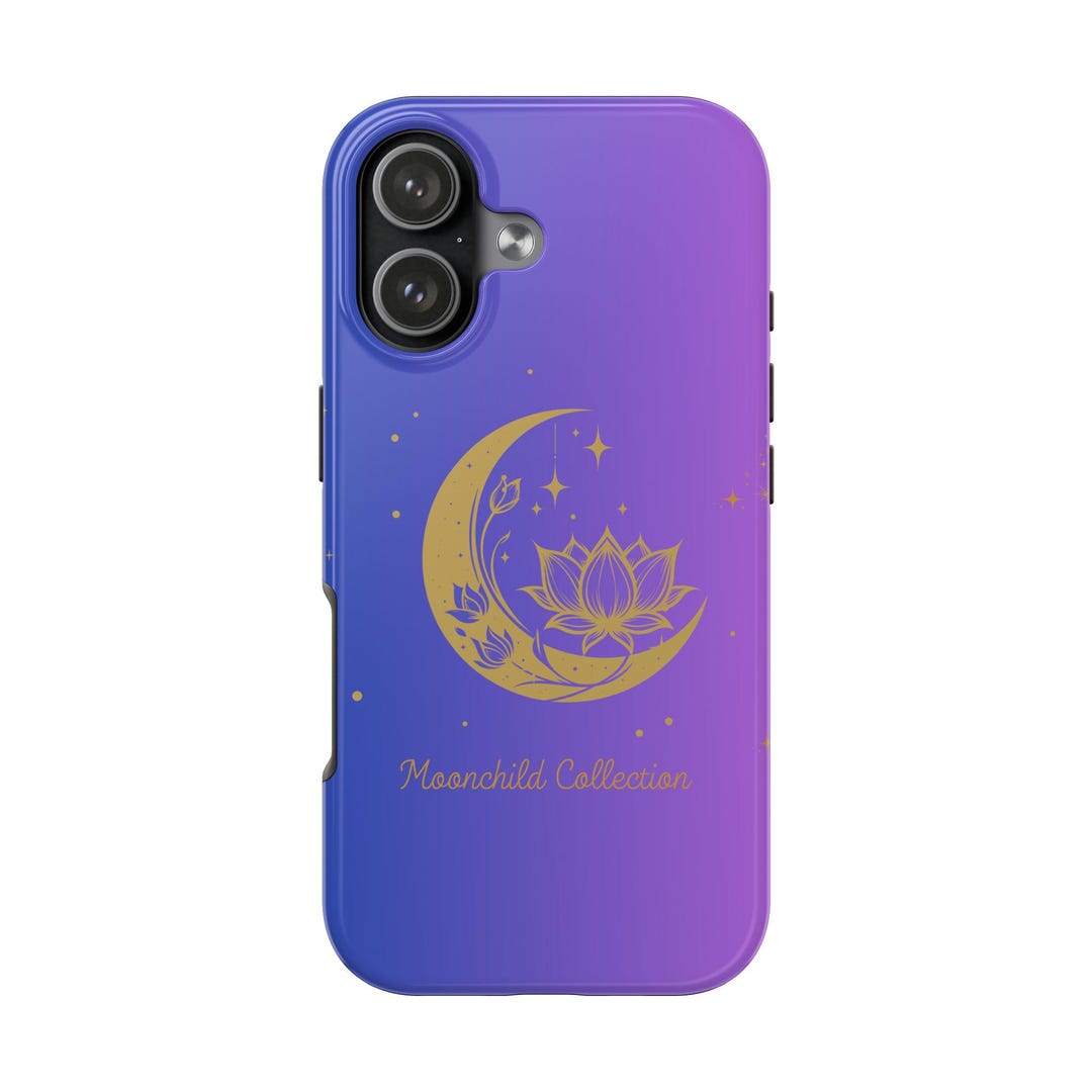 Mooncase Golden Lotus Crescent Moon Phone Case | Celestial Floral Mooncase - Etsy
