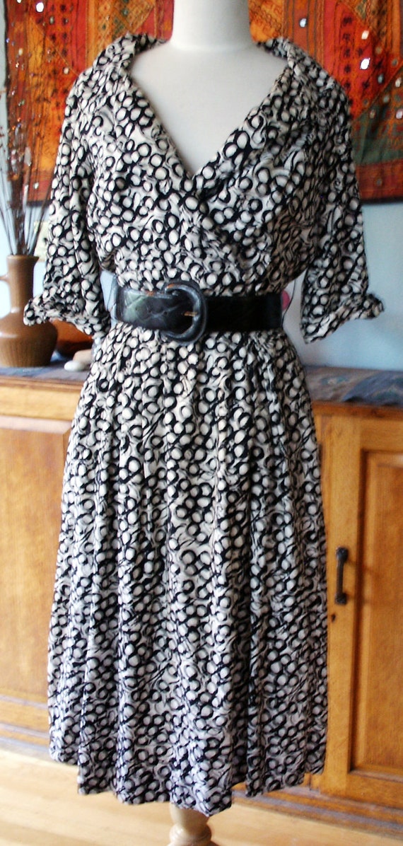 Delightful Vintage I Magnin 60s Black and White Cotton Dress | Etsy