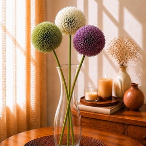 Haste de dente-de-leão artificial em formato de bola, flor falsa para decoração de vasos, casamentos e decoração de casa.