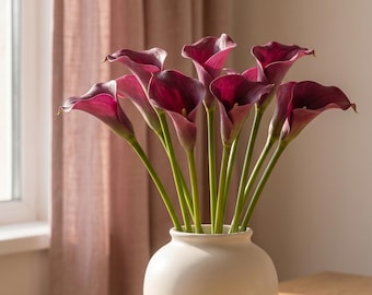 Tallos de calas de tacto real, decoración artificial para bodas y el hogar, flores realistas