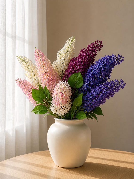 Real Touch Lilac Stem, Faux Flower Branch, Soft Romantic Floral Decor