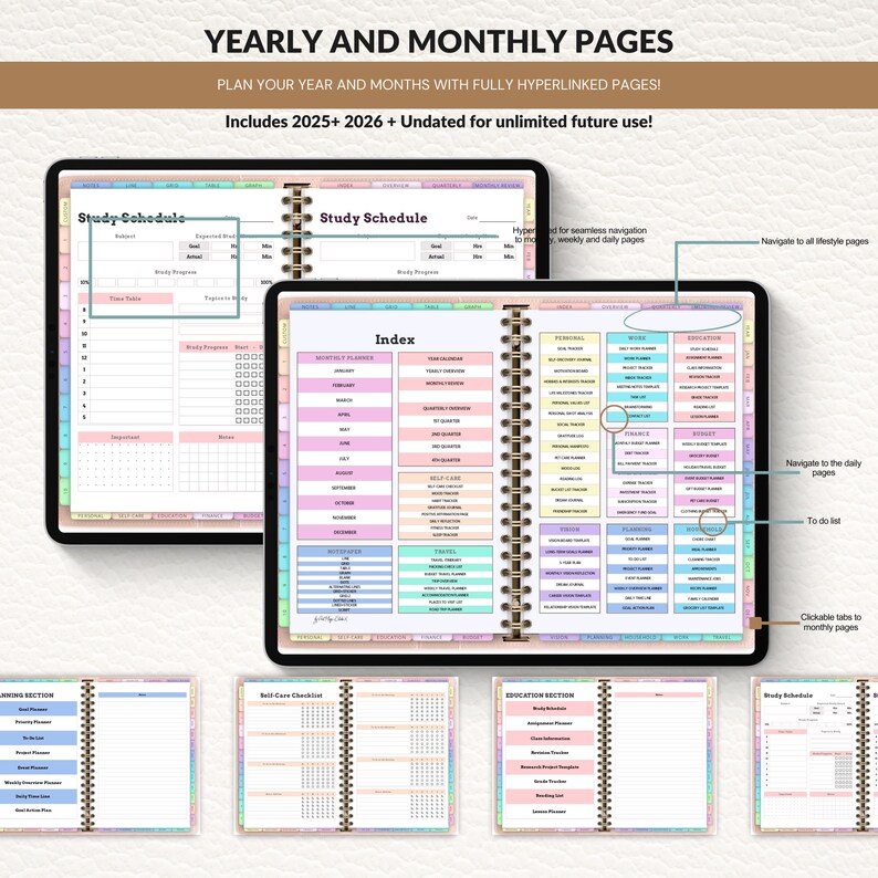 GoodNotes Digital Planner Bundle, Hyperlinked Productivity System (Digital Download) image 8