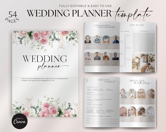 Wedding Planner Template, Bridal Organizer, Engagement Planning (Canva Download)