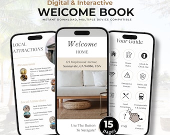 Editable Canva Welcome Book Template, Vacation Rental Airbnb Guide (Digital Download)